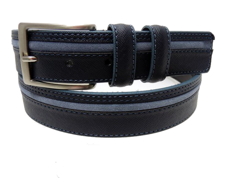Cintura uomo saffiano + camoscio - blu/jeans- mm35